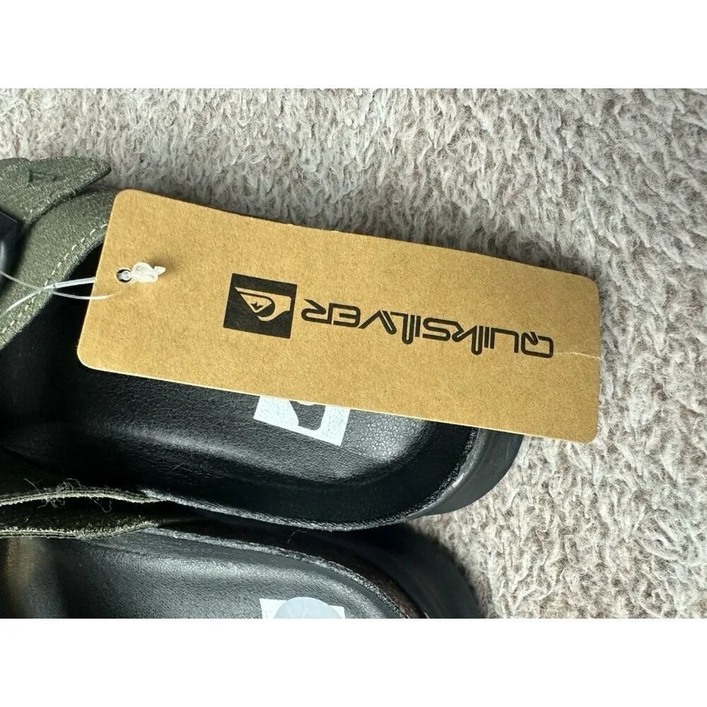 Quiksilver Deck Double Band Slide Sandals Men's Size 7 Olive Green New